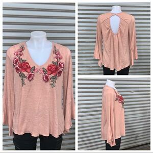 Miss Love boho style top with embroidery at neck